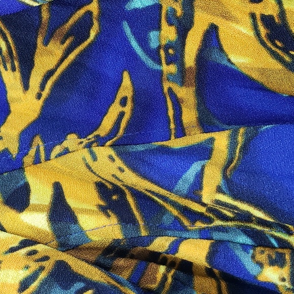 Alberto makali | Blue with yellow pattern long sleeve blazer top - size small - Picture 4 of 11